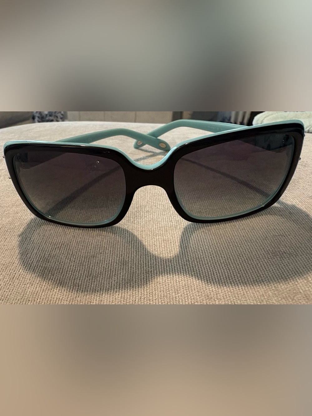 Tiffany Women’s Black and Tiffany Blue  Frame Sunglasses with Crystal Butterfly